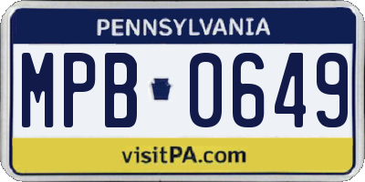 PA license plate MPB0649