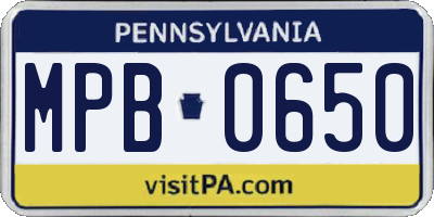 PA license plate MPB0650