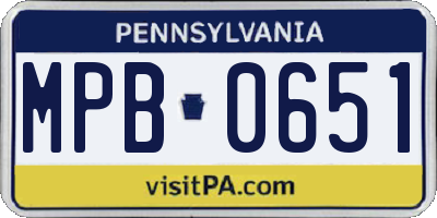 PA license plate MPB0651