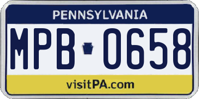 PA license plate MPB0658