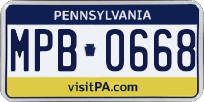 PA license plate MPB0668