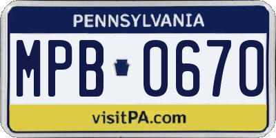PA license plate MPB0670