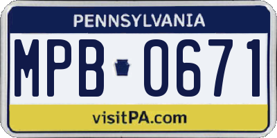 PA license plate MPB0671