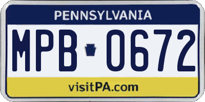 PA license plate MPB0672