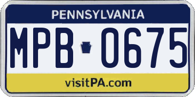 PA license plate MPB0675