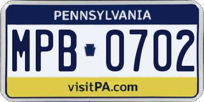 PA license plate MPB0702