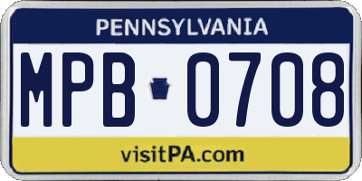 PA license plate MPB0708