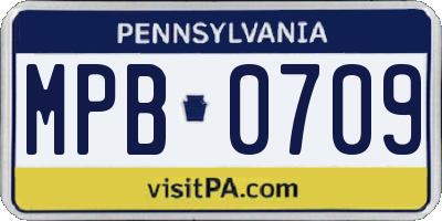 PA license plate MPB0709