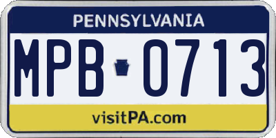 PA license plate MPB0713