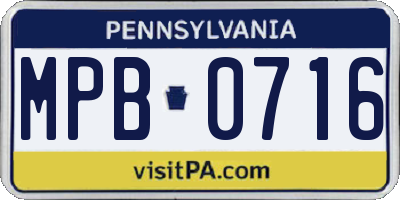 PA license plate MPB0716