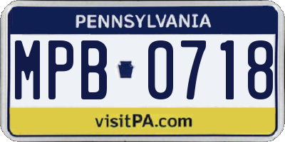 PA license plate MPB0718