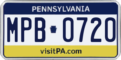 PA license plate MPB0720