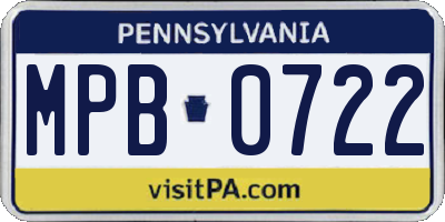 PA license plate MPB0722
