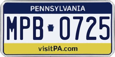 PA license plate MPB0725
