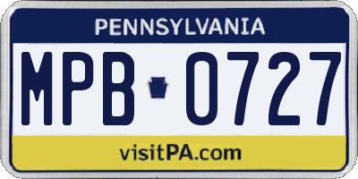 PA license plate MPB0727