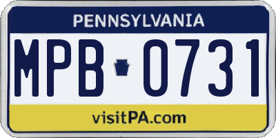 PA license plate MPB0731