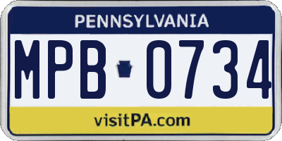 PA license plate MPB0734