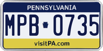 PA license plate MPB0735