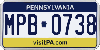 PA license plate MPB0738