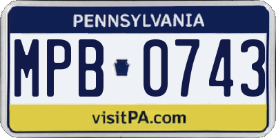 PA license plate MPB0743