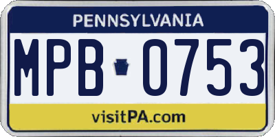 PA license plate MPB0753