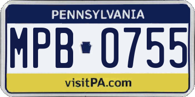 PA license plate MPB0755