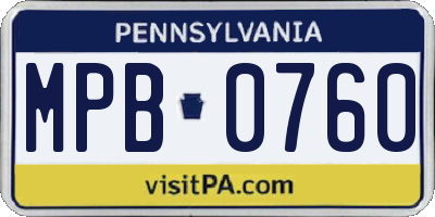 PA license plate MPB0760