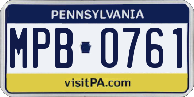 PA license plate MPB0761