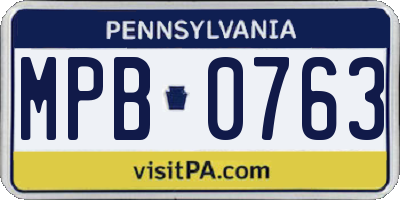 PA license plate MPB0763