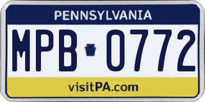 PA license plate MPB0772