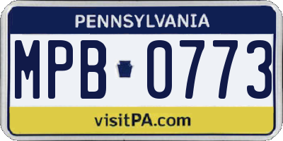 PA license plate MPB0773