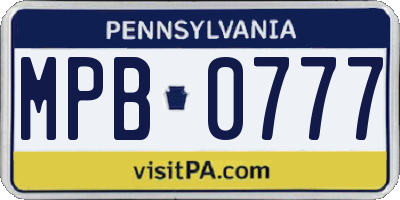 PA license plate MPB0777