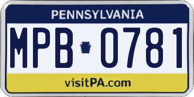 PA license plate MPB0781