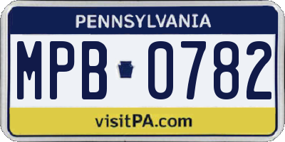 PA license plate MPB0782