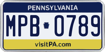 PA license plate MPB0789