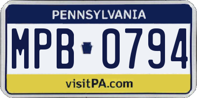 PA license plate MPB0794