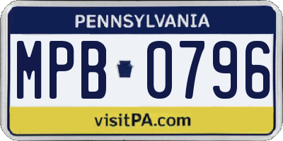 PA license plate MPB0796