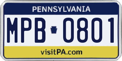 PA license plate MPB0801