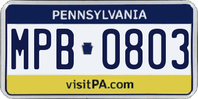 PA license plate MPB0803