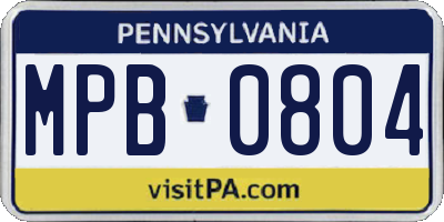 PA license plate MPB0804