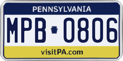 PA license plate MPB0806