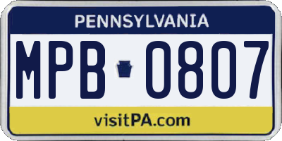 PA license plate MPB0807