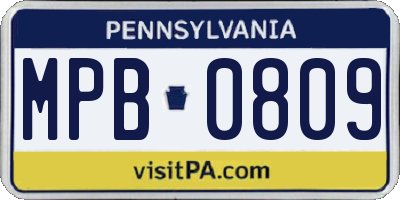 PA license plate MPB0809