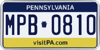 PA license plate MPB0810