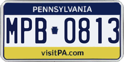 PA license plate MPB0813