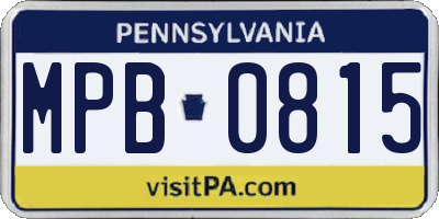 PA license plate MPB0815