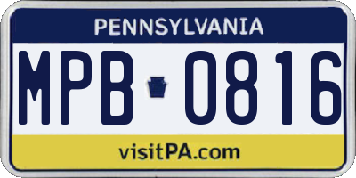 PA license plate MPB0816