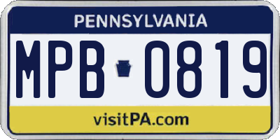 PA license plate MPB0819