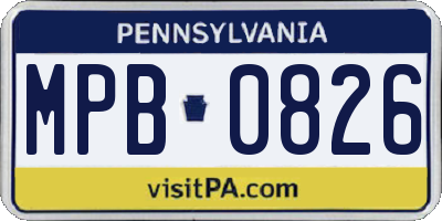 PA license plate MPB0826
