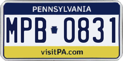 PA license plate MPB0831